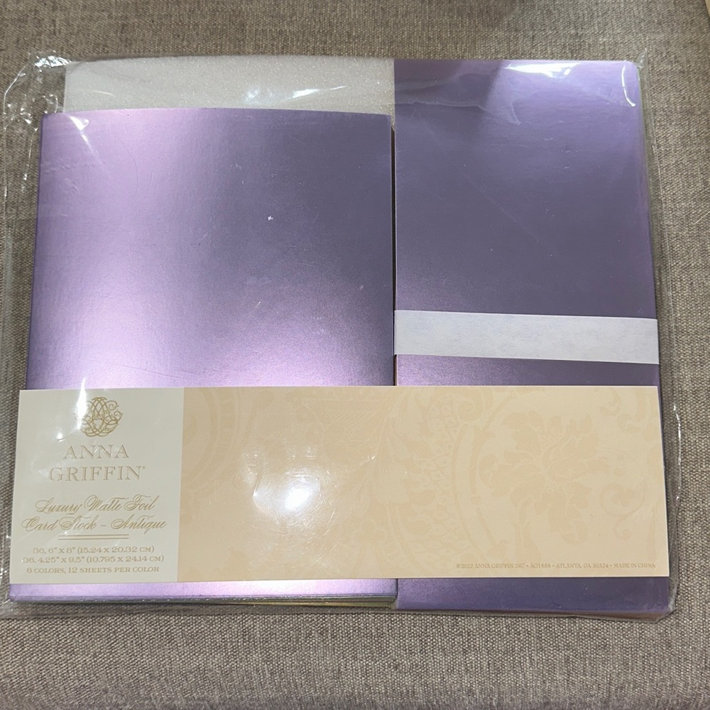Anna Griffin Luxury Matte Foil Cardstock 6”x8” 4.25”x9.5” 72 Sheets Antique NEW